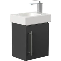 Mobile Bagno Con Lavabo Geberit ICON 38cm A Destra SoftClose Nero Satinato -Villeroyit Negozio 20014720 3