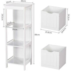 Yaheetech Mobiletto Da Bagno Salvaspazio Armadietto Bagno A Colonna Da Terra Cassettiera Bianca Camera Da Letto Ufficio Con 2 Cassetti 30 X 30 X 89cm -Villeroyit Negozio 20087312 5
