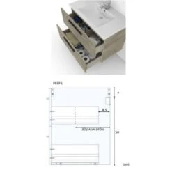 Mobile Bagno Sospeso 60 Cm Rovere Con Lavabo E Specchio Rovere Chiaro - Standard -Villeroyit Negozio 20212577 4