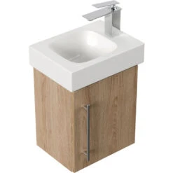 Mobile Bagno Con Lavabo Geberit ICON 38cm A Destra Rovere Chiaro