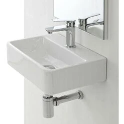 Lavabo Sospeso Rettangolare In Ceramica 40 X 29,5 Cm Bianco Lucido