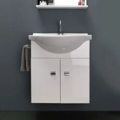 MOBILE BAGNO BIANCO ECONOMICO DA 56 CM + LAVABO, SPECCHIO E LUCE -Villeroyit Negozio 2266971 3
