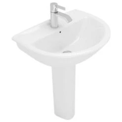 Lavabo Con Colonna In Ceramica Bianca Lucida 65 Cm Moderno -Villeroyit Negozio 23440263 4