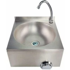 Bc-elec - ASS02 Lavabo A Parete In Acciaio Inox, Comando Al Ginocchio, Comando Femorale, Lavabo Per Lavaggio A Mano