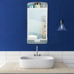 Relaxdays Mobile Bagno Con Specchio, 2 Ripiani, 3 Scomparti, Mobiletto Ad Una Anta, In Metallo, 61x30x12,5 Cm, Bianco -Villeroyit Negozio 23840689 2