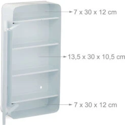 Relaxdays Mobile Bagno Con Specchio, 2 Ripiani, 3 Scomparti, Mobiletto Ad Una Anta, In Metallo, 61x30x12,5 Cm, Bianco -Villeroyit Negozio 23840689 5