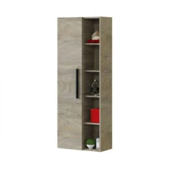 Colonna Sospesa Arredo Bagno 50 X 26 X 140 Cm Effetto Legno Con Mensole Ripiani Esterni + Anta Altea 305471C