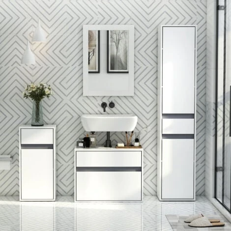 Homcom Mobiletto Sottolavabo E Copricolonna In Legno Bianco Per Il Bagno 67x36x52cm 4 Homcom Mobiletto Sottolavabo E Copricolonna In Legno Bianco Per Il Bagno 67x36x52cm - immagine 2