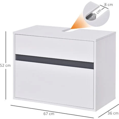 Homcom Mobiletto Sottolavabo E Copricolonna In Legno Bianco Per Il Bagno 67x36x52cm 5 Homcom Mobiletto Sottolavabo E Copricolonna In Legno Bianco Per Il Bagno 67x36x52cm - immagine 3