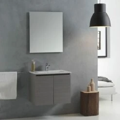 MOBILE BAGNO CON LAVABO DA 60 CM CON ANTE IN GRIGIO VINCI