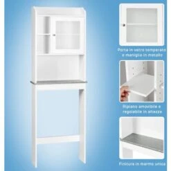 COSTWAY Sopralavatrice Mobile Per Lavatrice Bianco Con 2 Ante, Mobiletto Bagno Coprilavatrice Copri Asciugatrice WC -Villeroyit Negozio 25926463 5