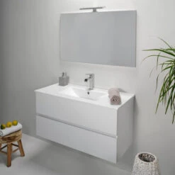 Arche Mobile Bagno Moderno Sospeso 80 Cm Bianco 2 Cassetti Lavabo E Lampada -Villeroyit Negozio 26119694 4