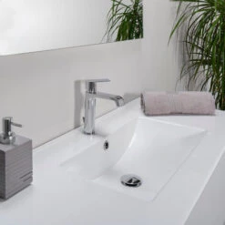 Arche Mobile Bagno Sospeso 100 Cm Bianco Effetto Legno Lavabo Specchio E Lampada -Villeroyit Negozio 26119696 5