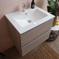 MOBILE BAGNO CON CASSETTI E LAVABO CERAMICO + LUCE A LED 60 CM OLMO LEONE BERLIN -Villeroyit Negozio 2624608 4