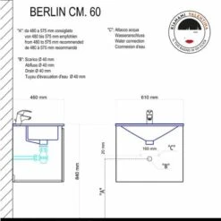 MOBILE BAGNO CON CASSETTI E LAVABO CERAMICO + LUCE A LED 60 CM OLMO LEONE BERLIN -Villeroyit Negozio 2624608 5