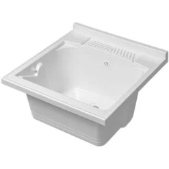Vasca Lavatoio 60x60 Cm In Resina Colore Bianco Capiente E Resistente