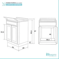 Mobile Lavatoio In Kit 60x60 Cm Con Vasca Colore Bianco In Resina -Villeroyit Negozio 26630983 4