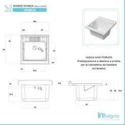 Mobile Lavatoio In Kit 60x60 Cm Con Vasca Colore Bianco In Resina -Villeroyit Negozio 26630983 5
