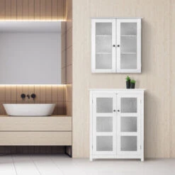 Teamson Home Connor Arredo Bagno Pensile 2 Porte In Vetro Bianco ELG-581 -Villeroyit Negozio 26684176 4