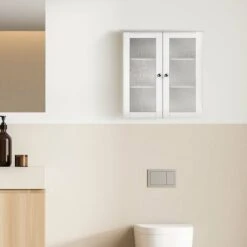 Teamson Home Connor Arredo Bagno Pensile 2 Porte In Vetro Bianco ELG-581 -Villeroyit Negozio 26684176 5