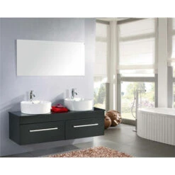 SIMBA Mobile Bagno Modello NUOVO CARDELLINO Nero Con Doppio Lavabo 150cm