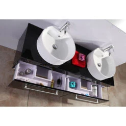 SIMBA Mobile Bagno Modello NUOVO CARDELLINO Nero Con Doppio Lavabo 150cm -Villeroyit Negozio 26745517 5