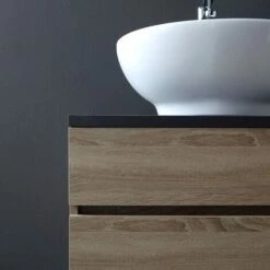 MOBILE BAGNO QUERCIA TOP LEGNO ANTRACITE LAVABO DA APPOGGIO TONDO SOLE -Villeroyit Negozio 26802855 3