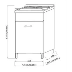 MOBILE LAVATOIO PER LAVANDERIA 45CM CON 1 ANTA QUERCIA GRIGIO PRATICO -Villeroyit Negozio 27563594 5