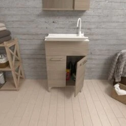 LAVATOIO 50x50 CON ANTE QUERCIA NATURALE E TAVOLA LAVAPANNI PRATICO -Villeroyit Negozio 27563602 3