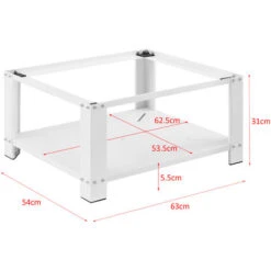 Base Supporto Per Lavatrice Rialzamento 63 X 54 X 31 Cm Basamento In Acciaio Con Ripiano Carico Max.150kg - Bianco -Villeroyit Negozio 27571890 4