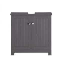 SoBuy Mobile Sottolavabo Per Bagno Con 2 Ante Mobili Bagno L60P30A60 Cm Grigio BZR18-DG