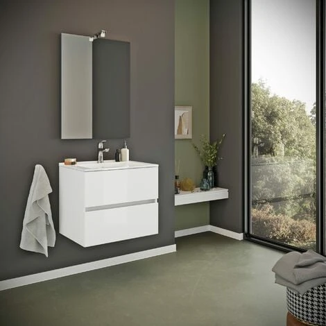 MOBILE BAGNO SOSPESO CON LAVABO 60CM E CASSETTI BIANCO LUCIDO BENACO 3 MOBILE BAGNO SOSPESO CON LAVABO 60CM E CASSETTI BIANCO LUCIDO BENACO