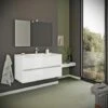 MOBILE BAGNO CON CASSETTI 100CM LAVABO E SPECCHIO BIANCO LUCIDO BENACO -Villeroyit Negozio 28284484 1