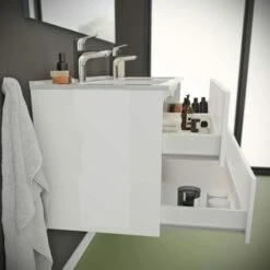 MOBILE BAGNO BIANCO LUCIDO 120CM, CASSETTI E DOPPIO LAVABO BENACO -Villeroyit Negozio 28284499 4