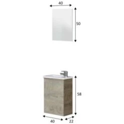 Mobile Bagno Sospeso 40 Cm Rovere Con Specchio E Lavabo Rovere Chiaro - 40 Cm - Standard -Villeroyit Negozio 28285339 3