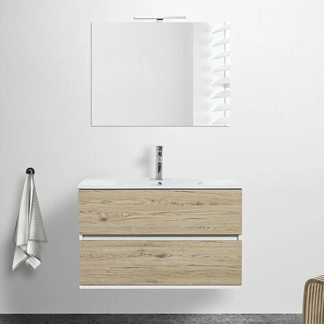 Mobile Bagno Sospeso 90 Cm Duble Rovere Africa Completo Di Lavabo E Specchio 3 Mobile Bagno Sospeso 90 Cm Duble Rovere Africa Completo Di Lavabo E Specchio