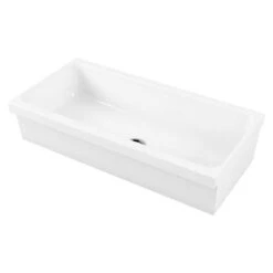 Lavabo A Canale 90x45xh20 Cm In Ceramica Galassia Ninive Bianco