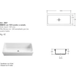 Lavabo A Canale 120x45xh20 Cm In Ceramica Galassia Ninive Bianco -Villeroyit Negozio 28874729 3