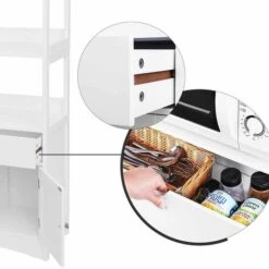 VASAGLE Armadio Grande Con Cassetto 2 Ripiani Aperti E Doppia Anta Armadio Per Bagno, Ingresso Cucina E Soggiorno Bianco Da SONGMICS -Villeroyit Negozio 28891190 4