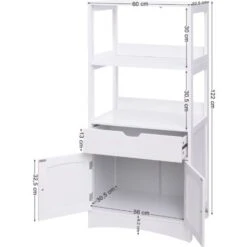 VASAGLE Armadio Grande Con Cassetto 2 Ripiani Aperti E Doppia Anta Armadio Per Bagno, Ingresso Cucina E Soggiorno Bianco Da SONGMICS -Villeroyit Negozio 28891190 5