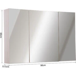 Kleankin Armadietto Pensile Da Bagno 3 Ante Con Specchio In Legno Rovere 90x60x13,5 Cm -Villeroyit Negozio 28944445 3