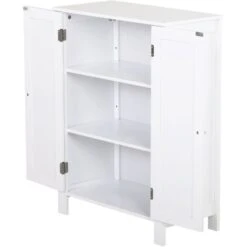 Kleankin Mobiletto Da Bagno Due Ante Bianco 60 X 30 X 80cm