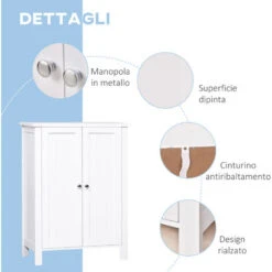 Kleankin Mobiletto Da Bagno Due Ante Bianco 60 X 30 X 80cm -Villeroyit Negozio 28945321 5