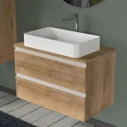 Mobile Bagno Sospeso 80 Cm Linea Master Rovere Miele Per Lavabi Da Appoggio -Villeroyit Negozio 29115190 3