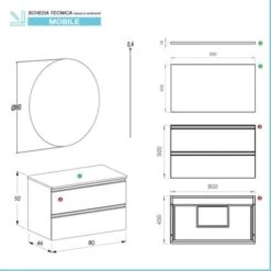 Mobile Bagno Sospeso 80 Cm Linea Master Rovere Miele Per Lavabi Da Appoggio -Villeroyit Negozio 29115190 4