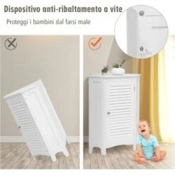 COSTWAY Armadietto Angolare In Legno A 3 Ripiani, Per Bagno Cucina E Salotto, Bianco 63,5 X 44,5 X 81 Cm -Villeroyit Negozio 29642320 4