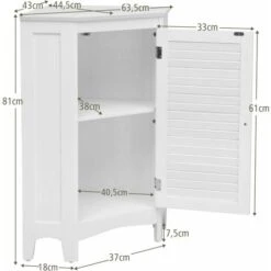 COSTWAY Armadietto Angolare In Legno A 3 Ripiani, Per Bagno Cucina E Salotto, Bianco 63,5 X 44,5 X 81 Cm -Villeroyit Negozio 29642320 5