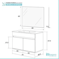 Mobile Bagno Sospeso Da 90 Duble Grigio Industrial Con Lavabo E Specchio -Villeroyit Negozio 30064682 4