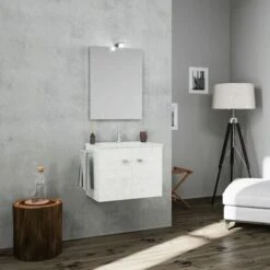 MOBILE BAGNO SOSPESO 60CM ANTE E PORTASALVIETTE QUERCIA BIANCO SQUARE