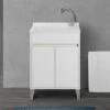 Mobile Lavatoio 60x50 Cm Linea Way Bianco Lucido Con Vasca, Asse E Kit Di Scarico -Villeroyit Negozio 30506186 1
